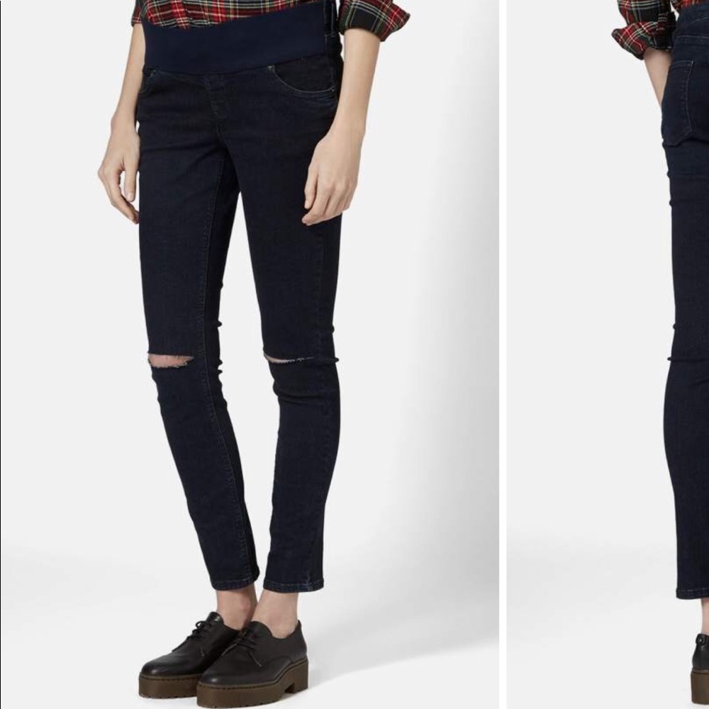 Topshop Jamie Moto Maternity Jeans, Black size 10